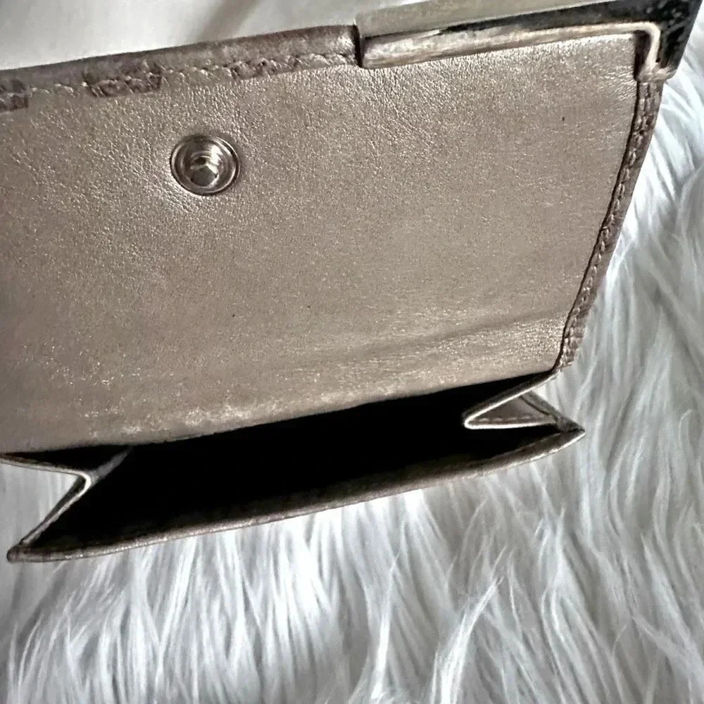 GUCCI | Authentic Vintage Unisex Canvas Compact Wallet Tan Brown Gold - Picture 8 of 10